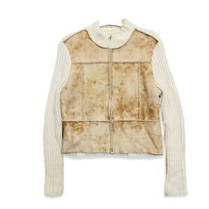 Phosphorus Jacket Y2K Sherpa lined vegan sherling knit full zip cream tan XL